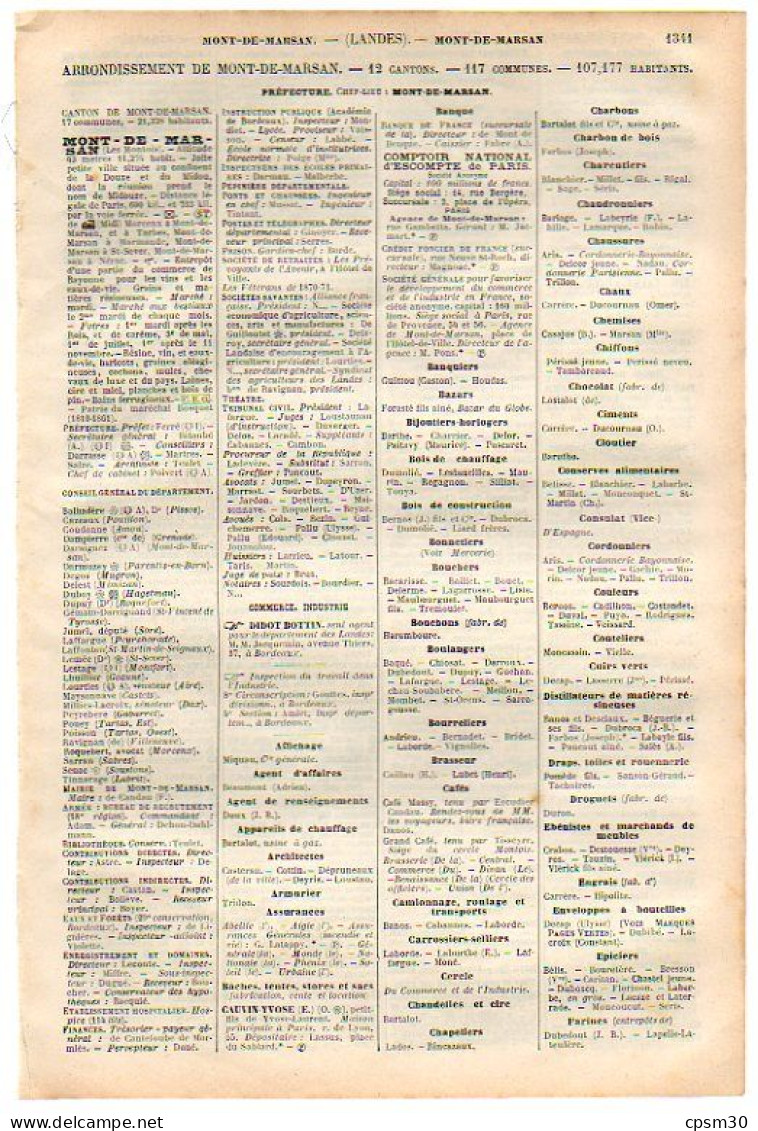 ANNUAIRE - 40 - Département Landes - Année 1900 - édition Didot-Bottin - 16 Pages - Annuaires Téléphoniques