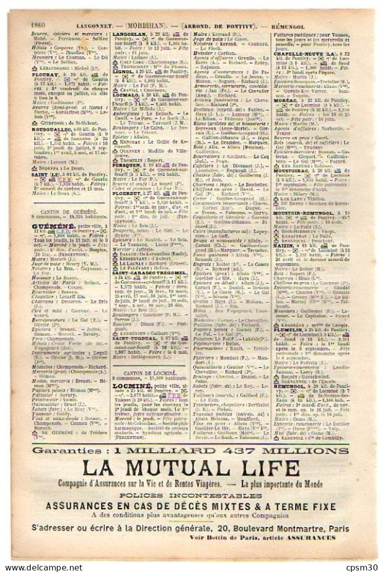 ANNUAIRE - 56 - Département Morbihan - Année 1900 - édition Didot-Bottin - 20 Pages - Annuaires Téléphoniques