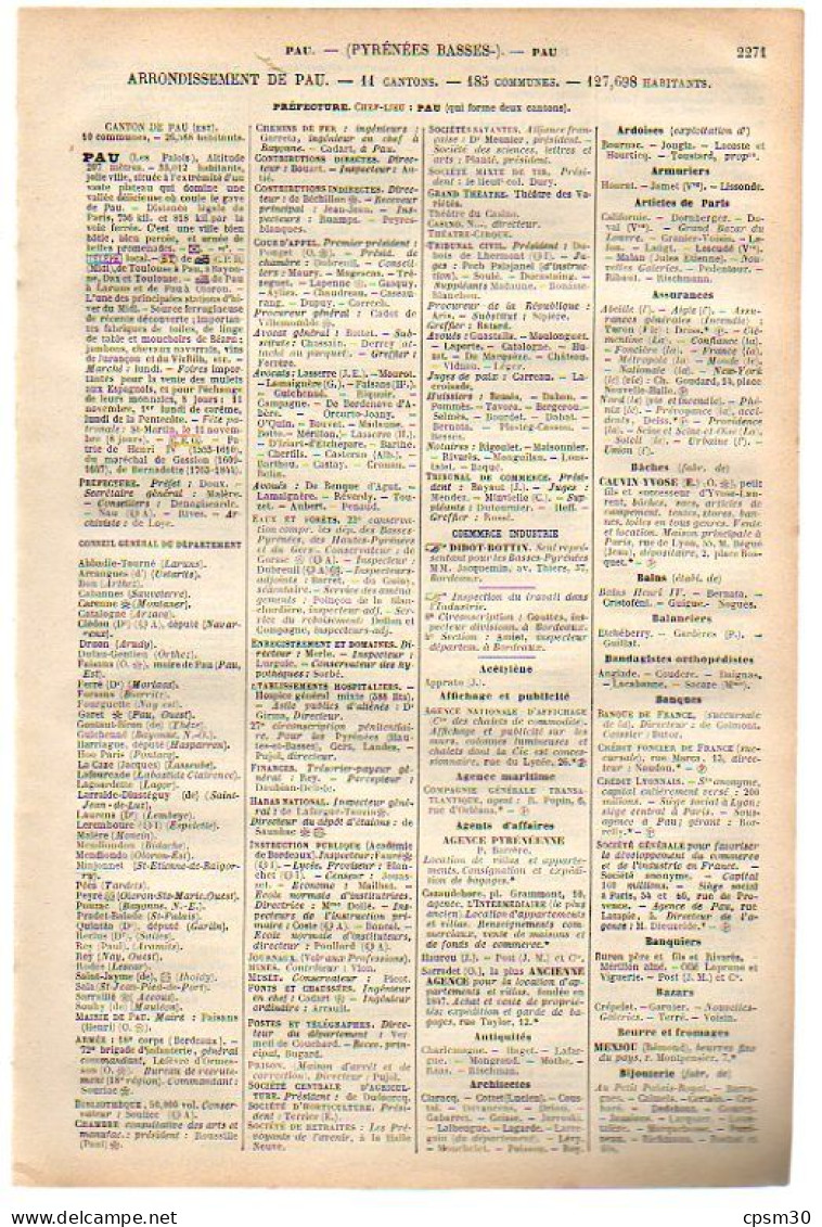 ANNUAIRE - 64 - Département Basses Pyrénées - Année 1900 - édition Didot-Bottin - 26 Pages - Telephone Directories