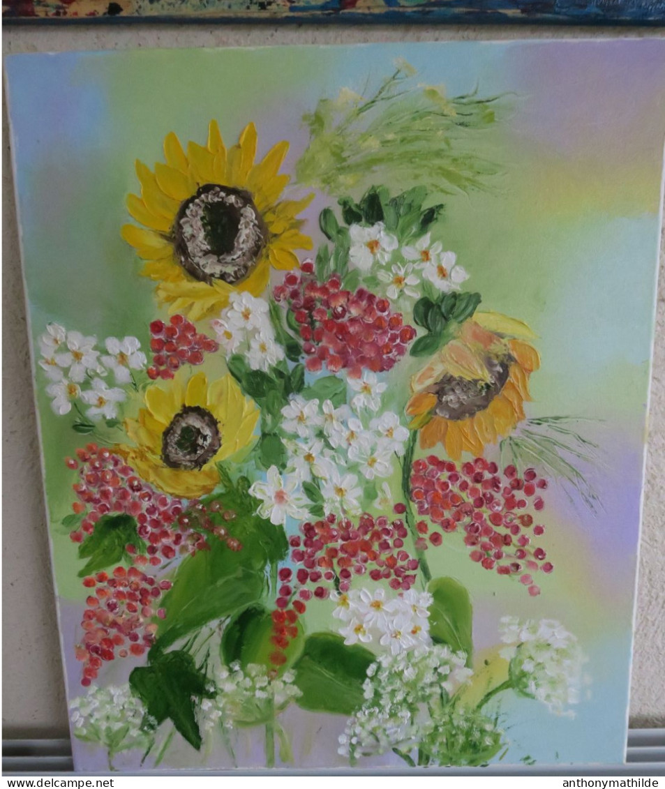 LES TOURNESOLS/ Peinture à L'huile45 X 55 Cm - Huiles