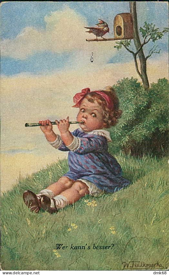 WALLY FIALKOVSKA SIGNED 1910s POSTCARD - CHILD - WER KANN'S BESSER? - N. 1141 (4747) - Fialkowska, Wally