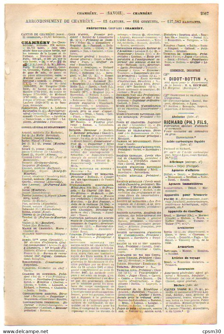 ANNUAIRE - 73 - Département Savoie - Année 1900 - édition Didot-Bottin - 19 Pages - Annuaires Téléphoniques