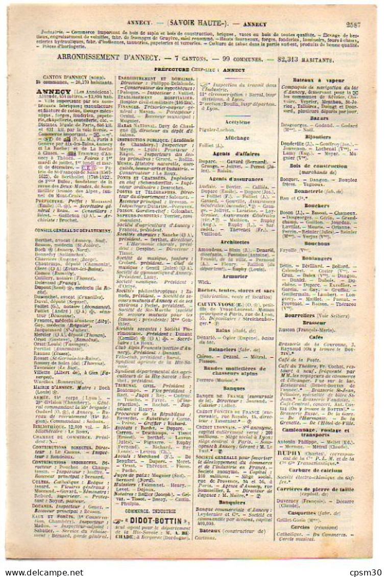 ANNUAIRE - 74 - Département Haute Savoie - Année 1900 - édition Didot-Bottin - 19 Pages - Telefoonboeken