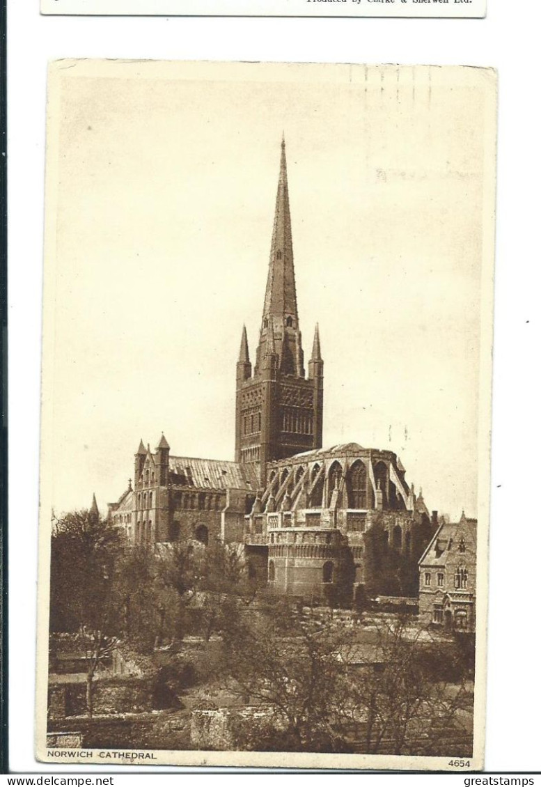 Norfolk Norwich  Postcard  Cathedral. Slogan Postmark Long Live The Queen - Norwich