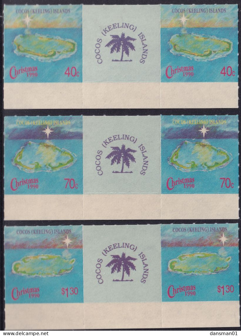 Cocos Keeling Islands 1990 Christmas Sc 222-24 Mint Never Hinged - Cocos (Keeling) Islands