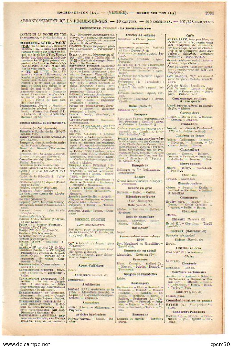 ANNUAIRE - 85 - Département Vendée - Année 1900 - édition Didot-Bottin - 22 Pages - Directorios Telefónicos