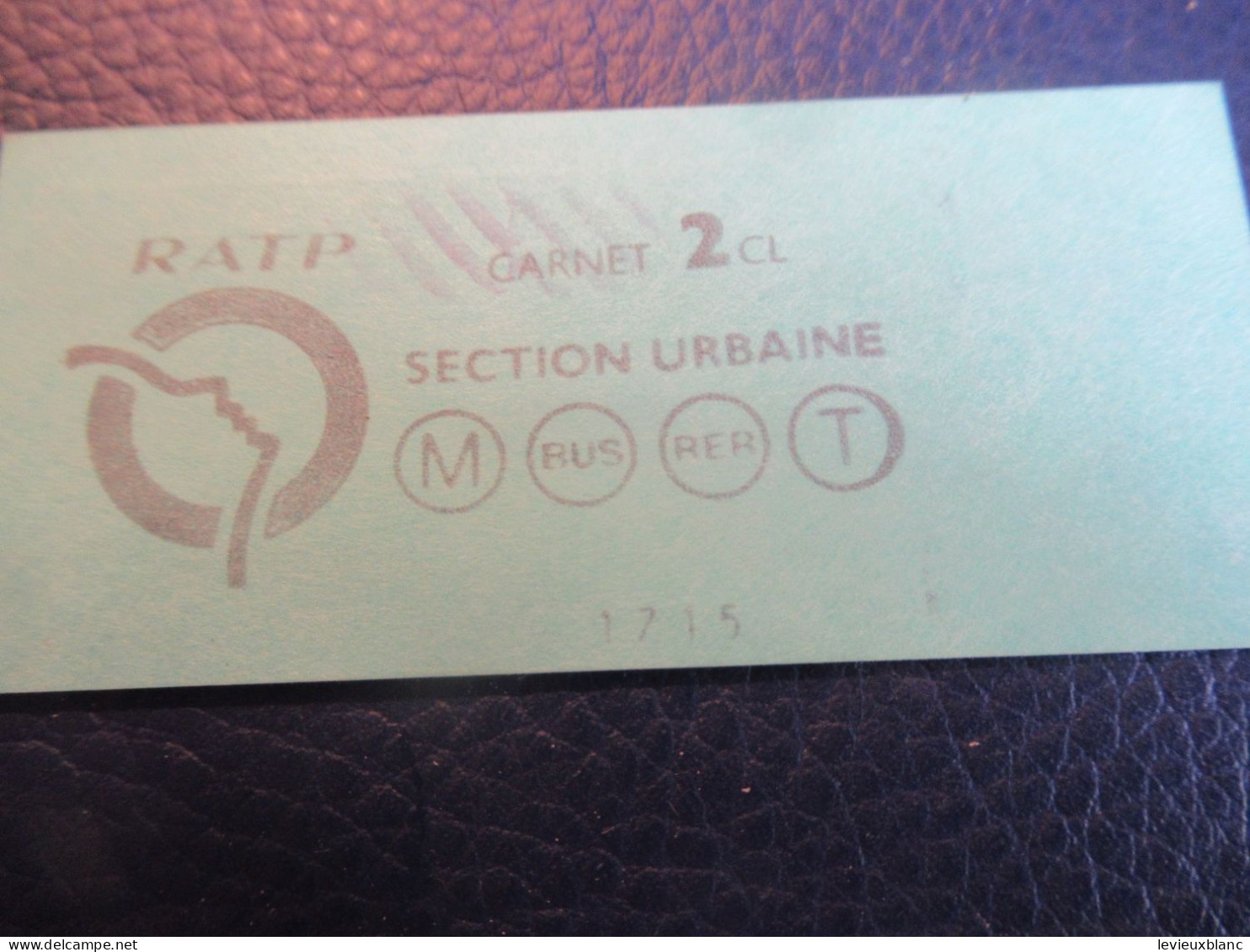 RATP / Métro Parisien / Seconde Classe /Section Urbaine / Usagé . Date à Déterminer ( Vers 1980 ? )    TCK249 - Non Classificati