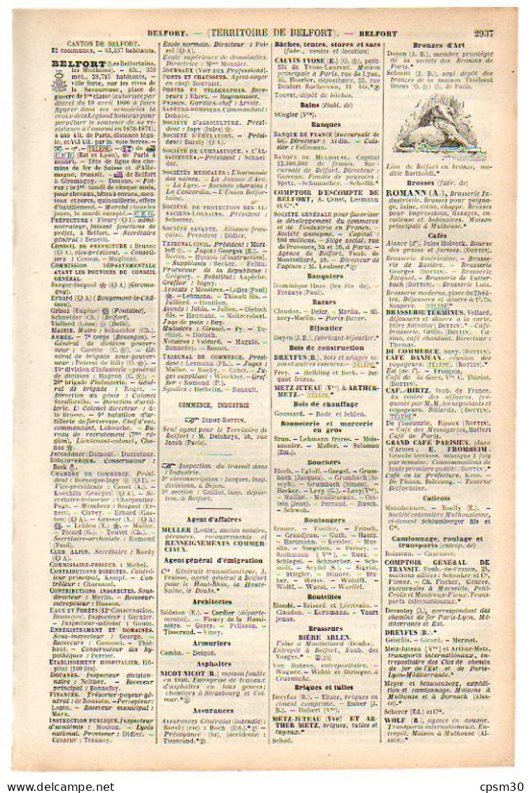 ANNUAIRE - 90 - Département Territoire De Belfort - Année 1900 - édition Didot-Bottin - 08 Pages - Annuaires Téléphoniques