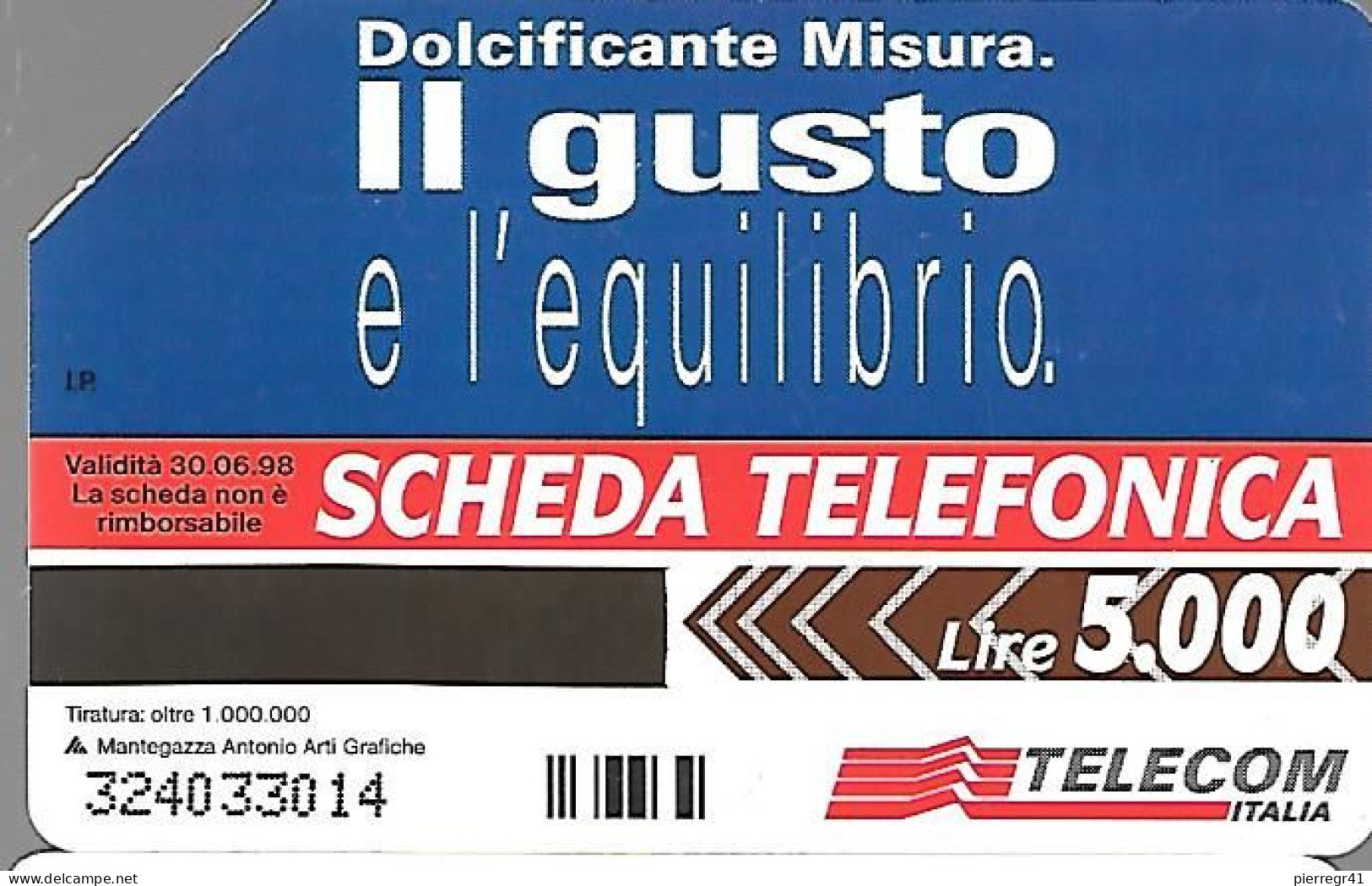 CARTE-MAGNETIQUE-ITALIE-5000L-30/06/1998-MISURA-ASPARTAME LIGHT-Utilisé TBE - Levensmiddelen