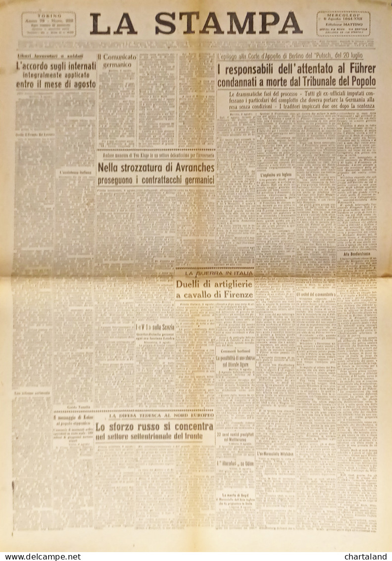 Quotidiano - La Stampa N. 222 - 1944 Nella Strozzatura Di Avranches - Altri & Non Classificati