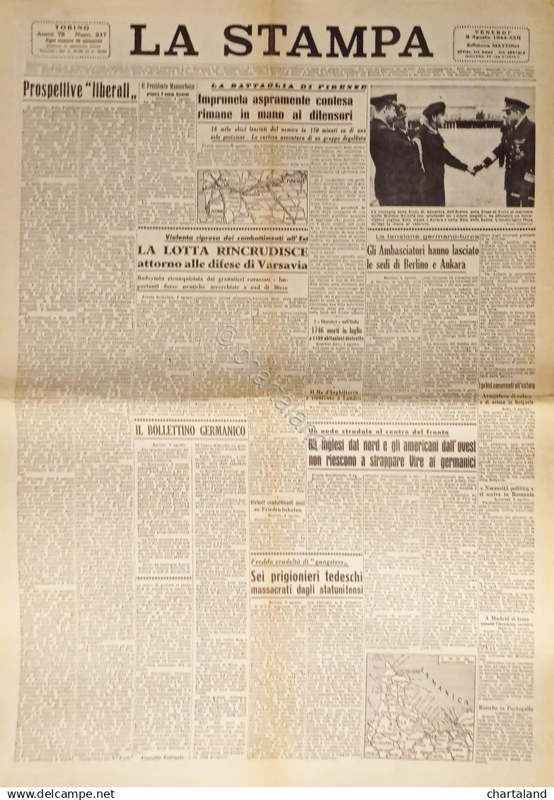 Quotidiano - La Stampa N. 217 - 1944 La Battaglia Di Firenze - Altri & Non Classificati