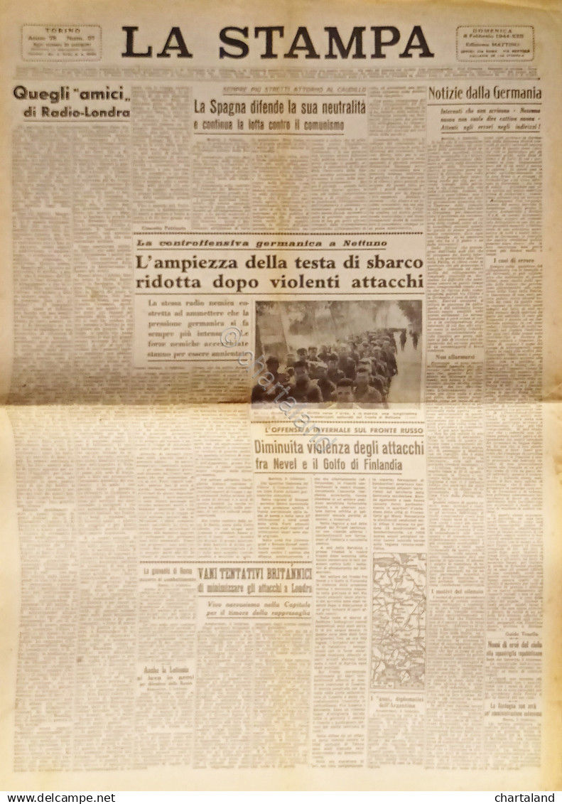 Quotidiano - La Stampa N. 37 - 1944 La Spagna Difende La Sua Neutralità - Altri & Non Classificati