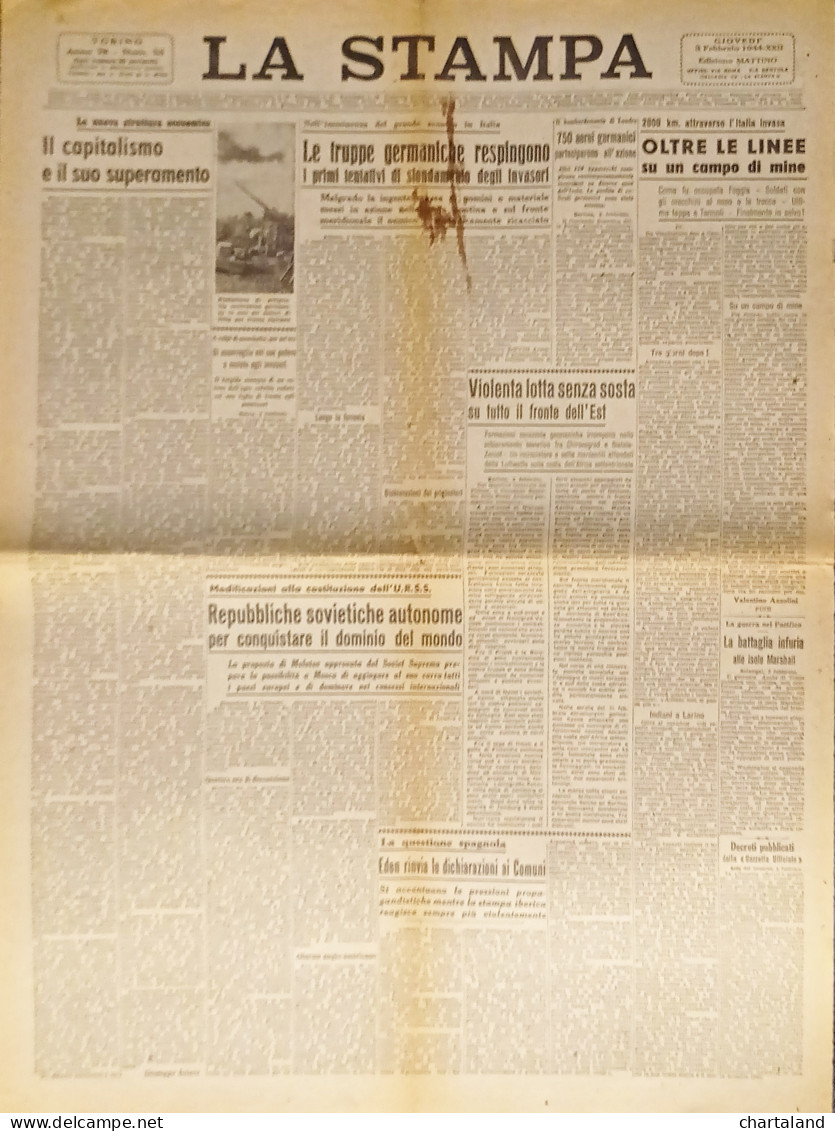 Quotidiano - La Stampa N. 34 - 1944 Il Capitalismo E Il Suo Superamento - Altri & Non Classificati