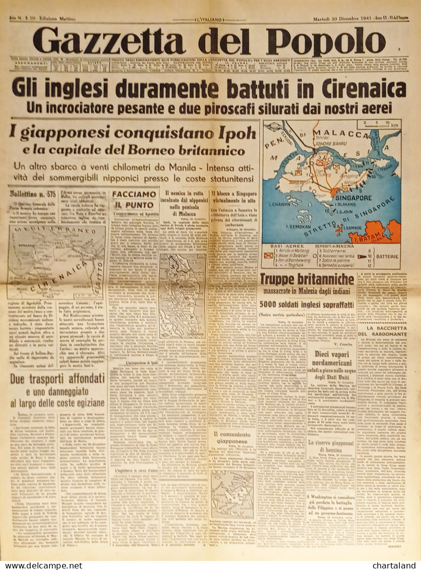 Gazzetta Del Popolo N. 310 - 1941 Gli Inglesi Duramente Battuti In Cirenaica - Altri & Non Classificati
