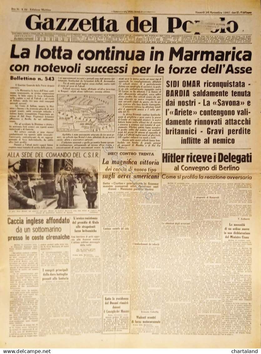 Gazzetta Del Popolo N. 284 - 1941 La Lotta Continua In Marmarica - Altri & Non Classificati