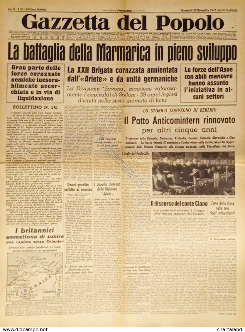 Gazzetta Del Popolo N. 282 - 1941 La Battaglia Della Marmarica In Pieno Sviluppo - Altri & Non Classificati