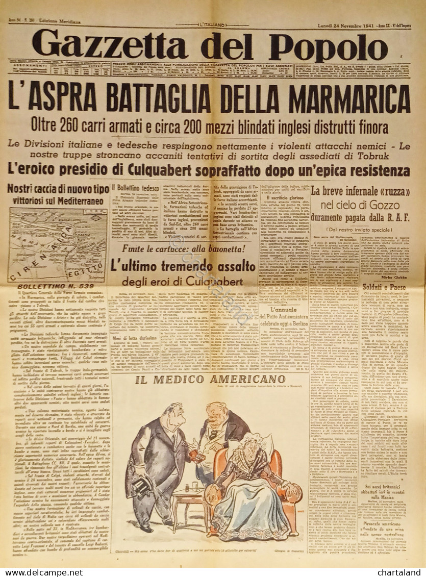 Gazzetta Del Popolo N. 280 - 1941 L'aspra Battaglia Della Marmarica - Altri & Non Classificati