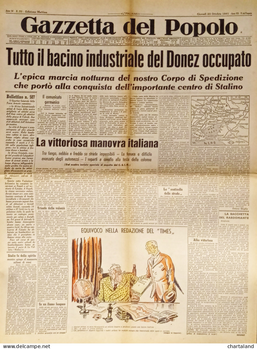 Gazzetta Del Popolo N. 253 - 1941 Tutto Il Bacino Industriale Del Donez Occupato - Altri & Non Classificati