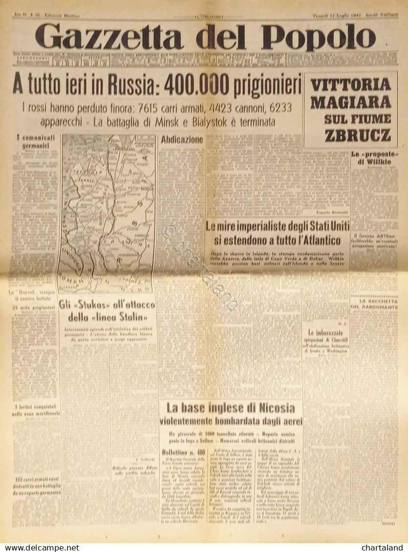 Gazzetta Del Popolo N. 165 - 1941 A Tutto Ieri In Russia: 400. Prigionieri - Altri & Non Classificati