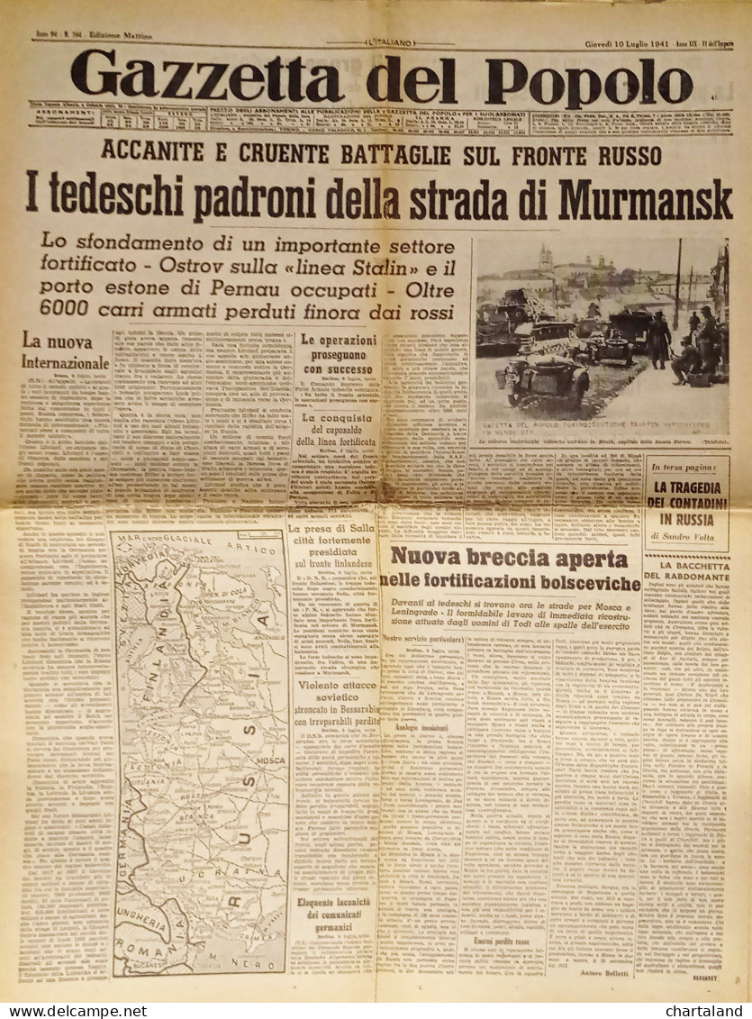 Gazzetta Del Popolo N. 164 - 1941 I Tedeschi Padroni Della Strada Di Murmansk - Altri & Non Classificati