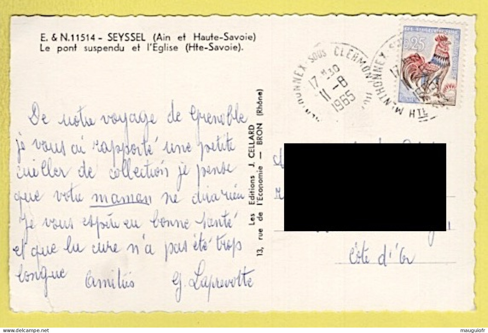 74 HAUTE SAVOIE / SEYSSEL / LE PONT SUSPENDU ET L'EGLISE / 1965 - Seyssel