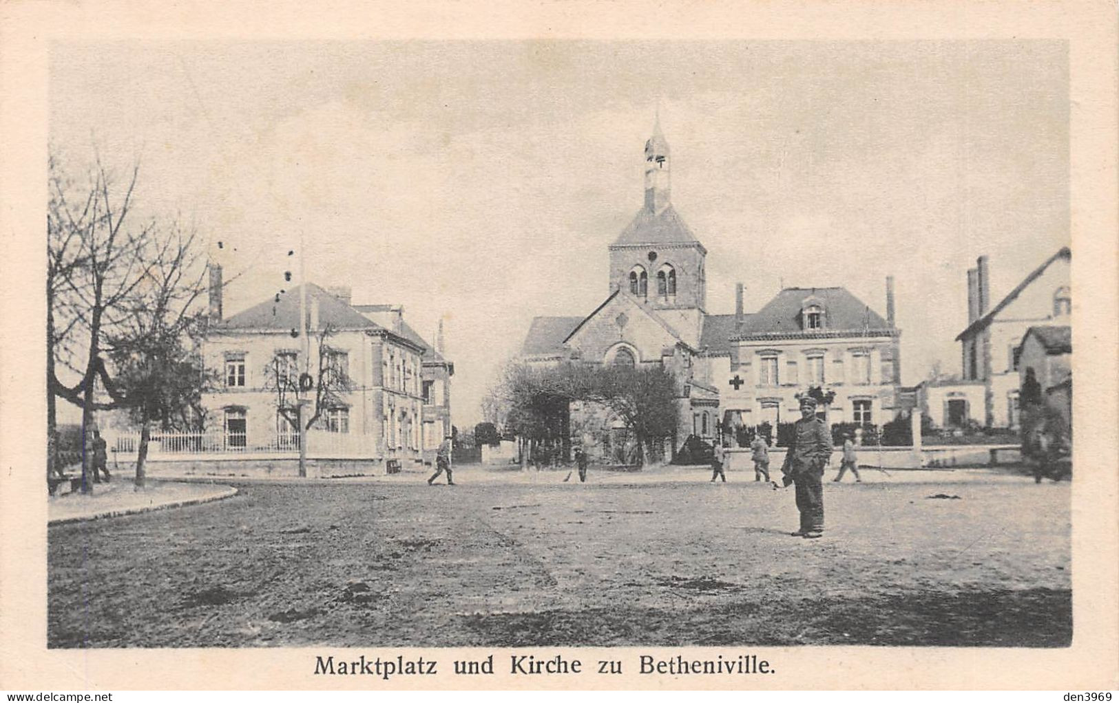 BETHENIVILLE (Marne) - Marktplatz Und Kirche - Occupation Allemande Guerre 1914-18 - Cachet S.B. - Voyagé 1916 (2 Scans) - Bétheniville