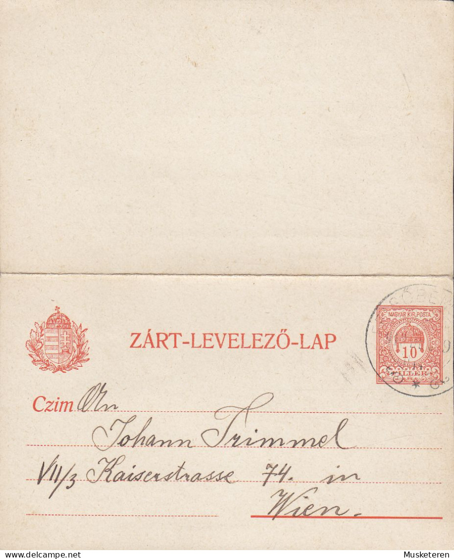 Romania Vorläufer Hungary Ungarn Postal Stationery Ganzsache Kartenbrief FELSÖBENCSEK (Bencecu De Sus, Timiș) 1913 WIEN - Postales