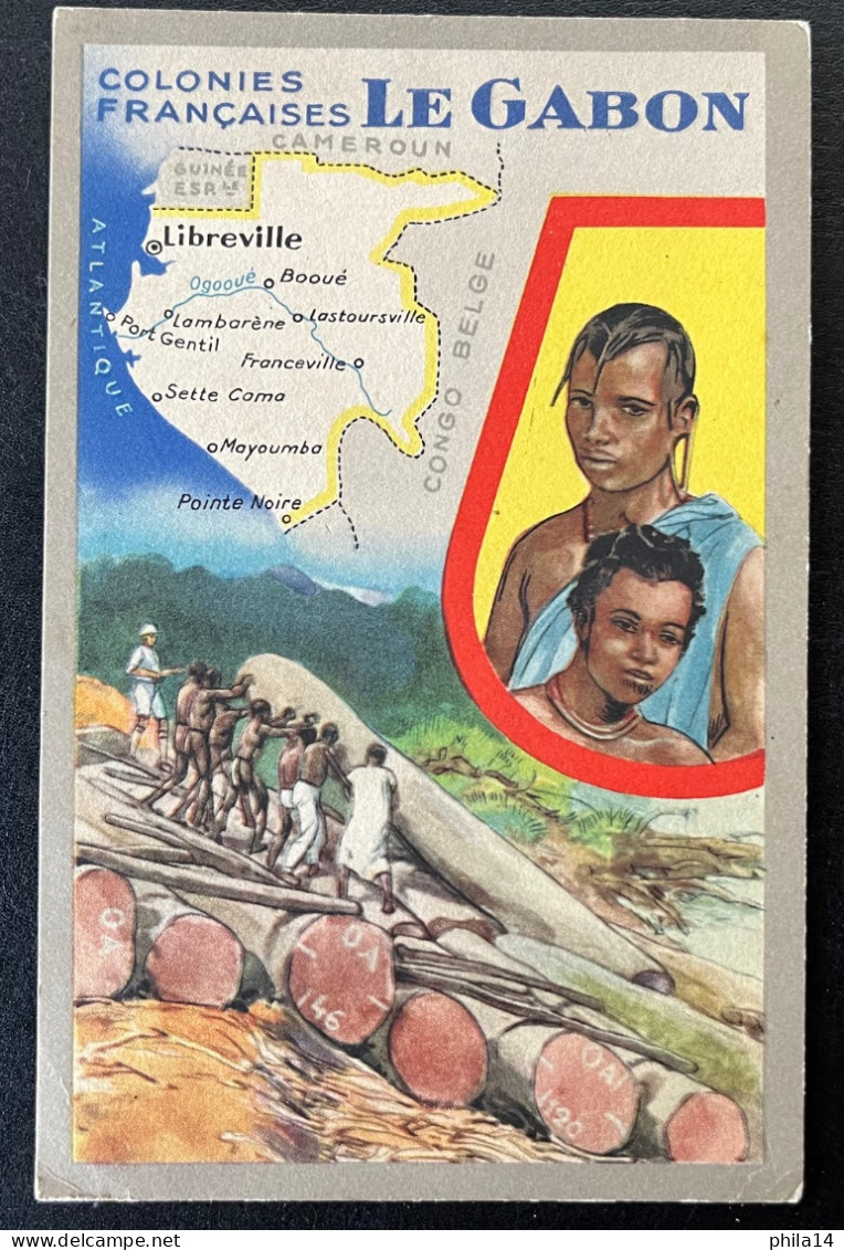 SP CPA GABON / CARTE PUBLICITAIRE LE GABON / PRODUIT CHIMIQUE LE LION NOIR - Covers & Documents