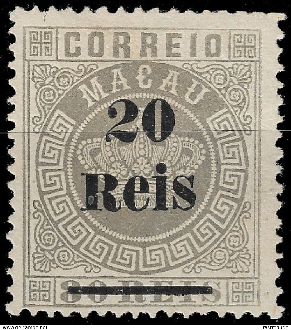 1887 MACAU MACAO CROWN ISSUE 20 RÉIS On 80R, UNUSED Mi.-Nr. 26C / Sc. 28 PERF. 13½ - Unused Stamps