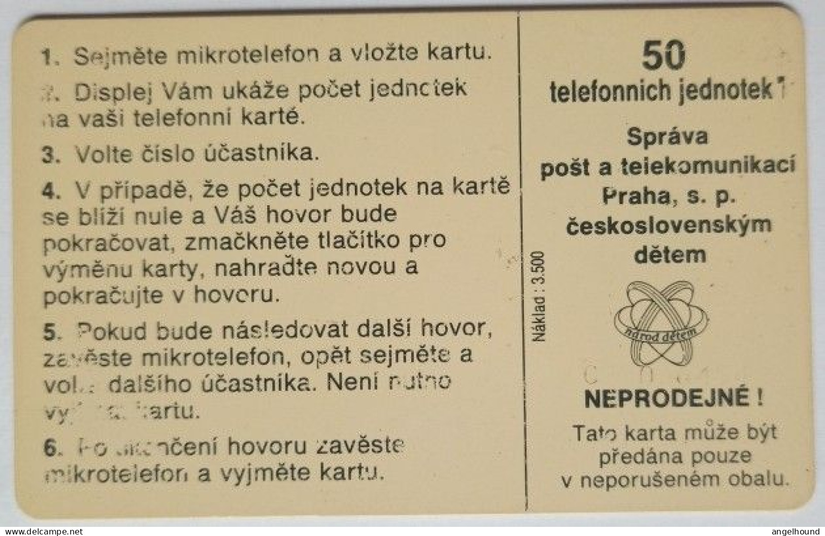 Czechoslovakia 50 Unit - Christmas Wishes For Establishment ( Dummy ) - Tchécoslovaquie