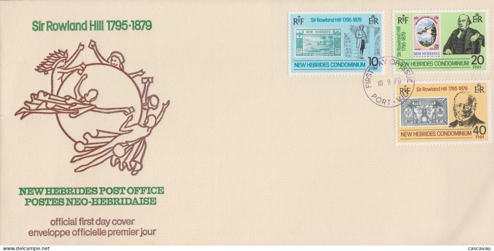 Enveloppe  FDC  1er  Jour   NOUVELLES  HEBRIDES  Sir  Roland  HILL   1979 - FDC