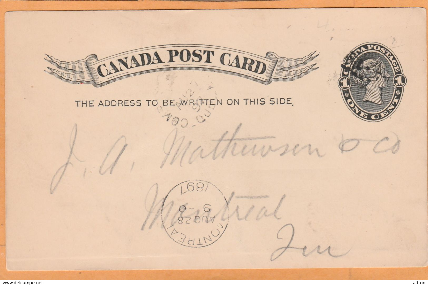 Canada Old Card Mailed - 1860-1899 Règne De Victoria