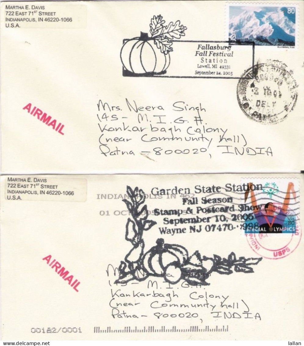 7-US Covers W/pictorial Postmark, Airmail, Domestic, Pumpkin, Rhubarb, Corn, Tomato,Condition As Per Scan USPICT1 - Gemüse