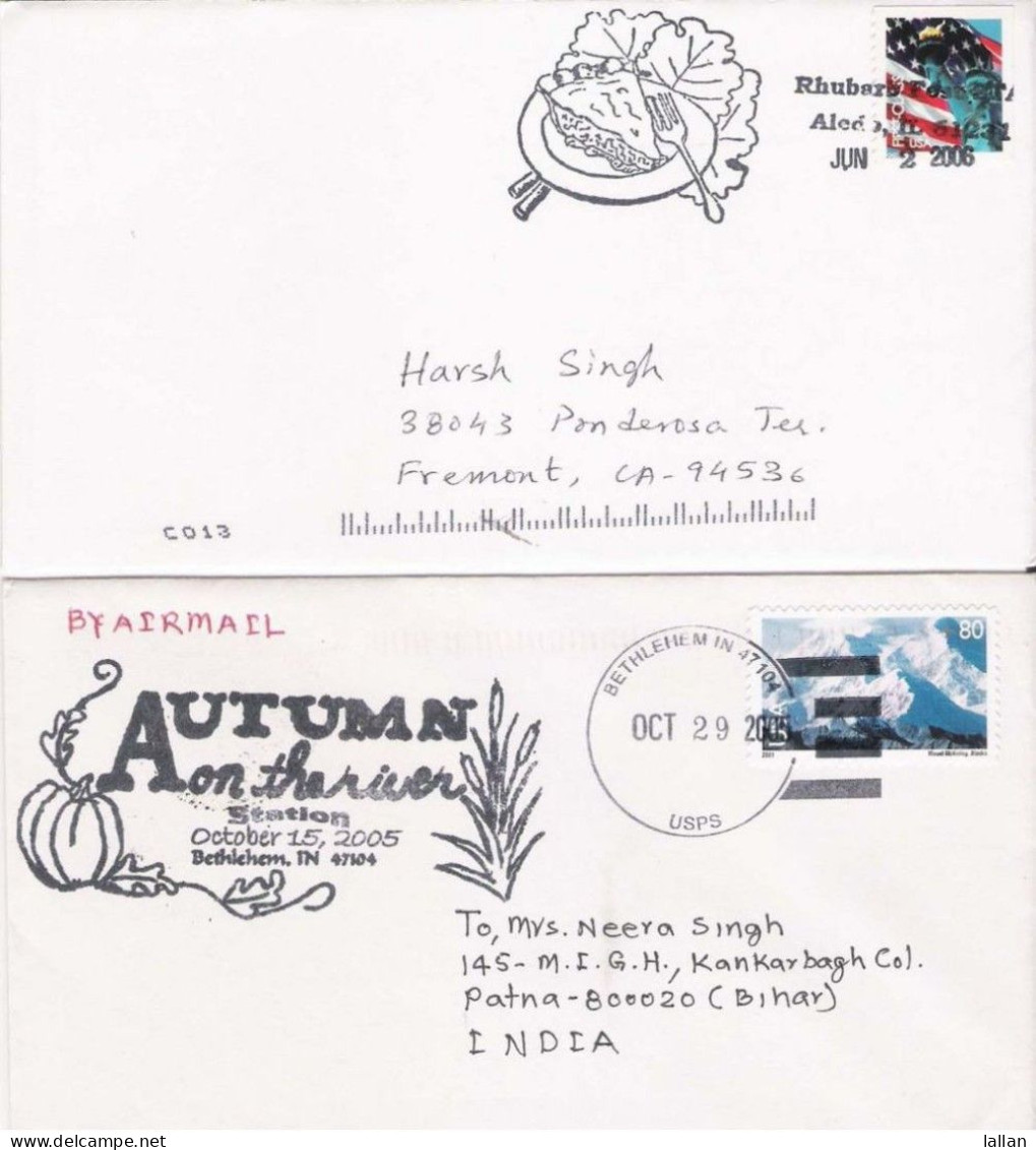 7-US Covers W/pictorial Postmark, Airmail, Domestic, Pumpkin, Rhubarb, Corn, Tomato,Condition As Per Scan USPICT1 - Légumes
