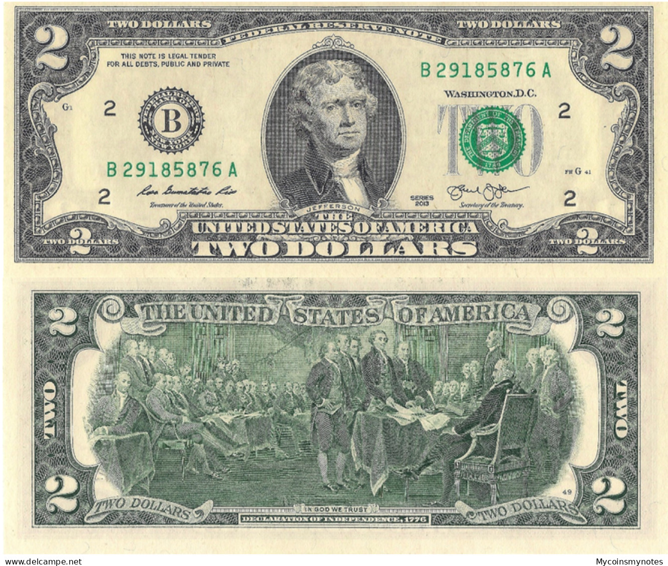 USA, $2 Dollars, Federal Reserve Bank Of New York "B", P538, 2013, UNC - Zonder Classificatie