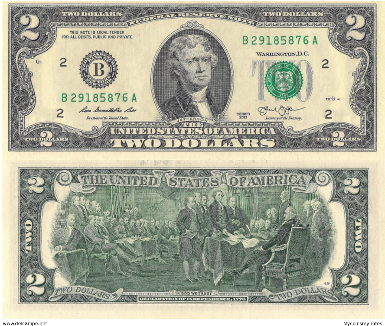 USA, $2 Dollars, Federal Reserve Bank Of New York "B", P538, 2013, UNC - Non Classificati