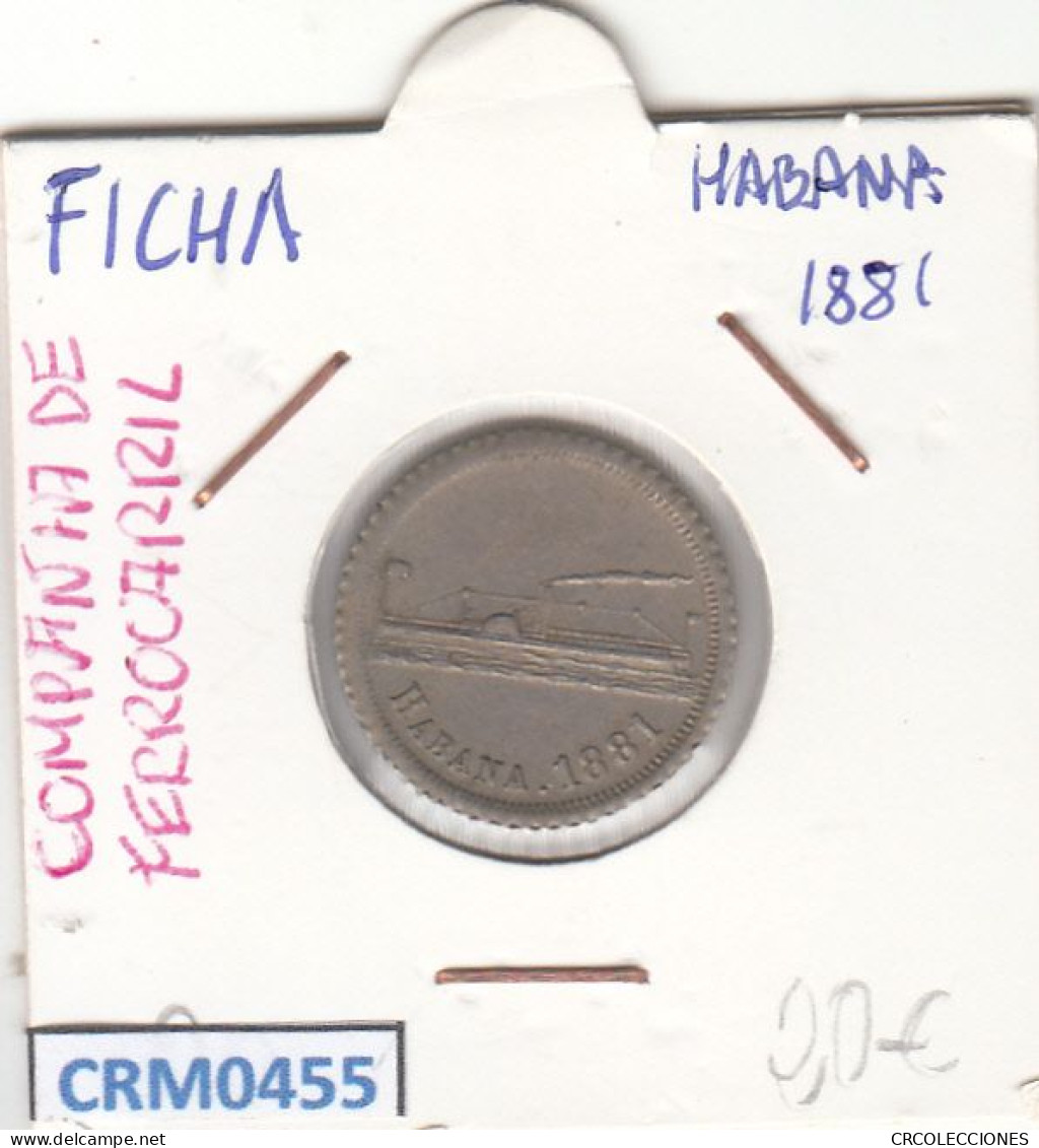 CRM0455 FICHA COMPAÑIA DEL FERROCARRIL HABANA 1881 - Other & Unclassified