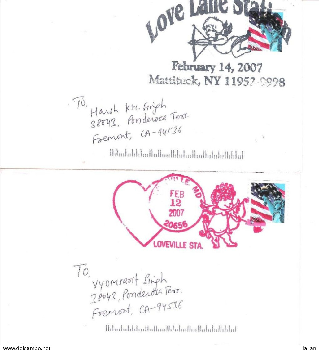 7-US Covers With Pictorial Postmark, Airmail, Domestic, Valentine's Day.,2007Condition As Per Scan-USPICT1 - Briefe U. Dokumente