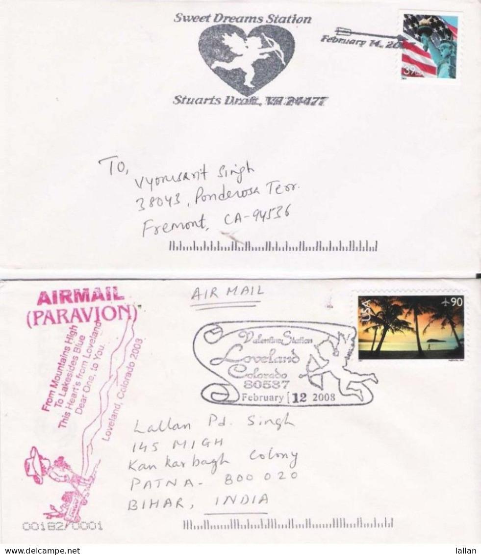 7-US Covers With Pictorial Postmark, Airmail, Domestic, Valentine's Day.,2007Condition As Per Scan-USPICT1 - Lettres & Documents