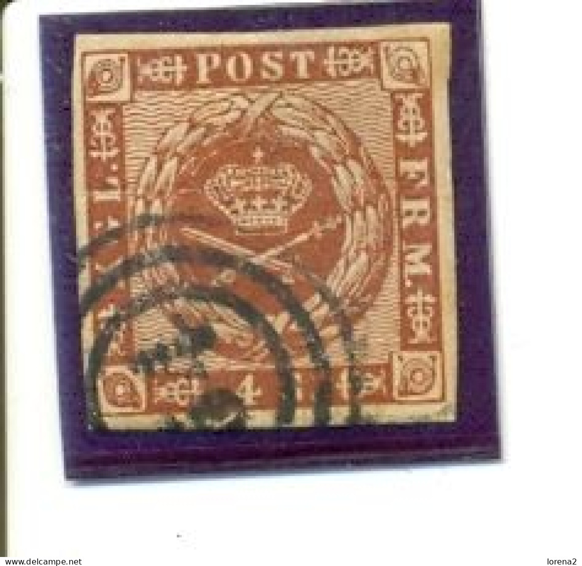 Sello Usado Dinamarca. Yvert Nº 8. Año 1854/63, 4s. Corona. 2dina-8 - Used Stamps