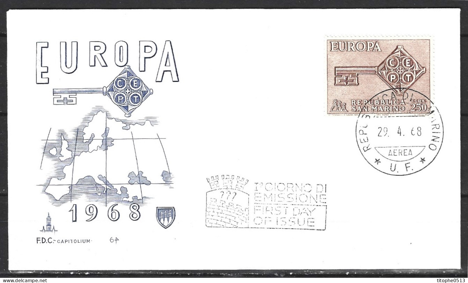 SAINT MARIN. N°720 Sur Enveloppe 1er Jour (FDC) De 1968. Europa'68. - 1968