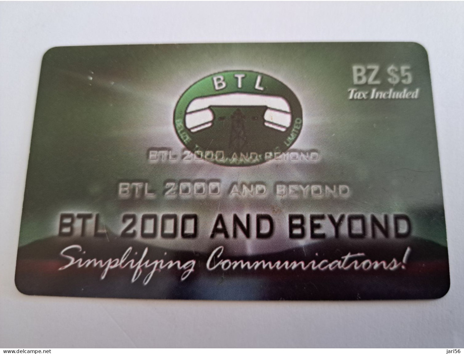 BELIZE Prepaid Card  $ 5 ,-/ BTL 2000 AND BEYOND / DIFF BACK   / PREPAID CELLULAIR SERVICE  BTL  /  Used Card  **15353** - Belice