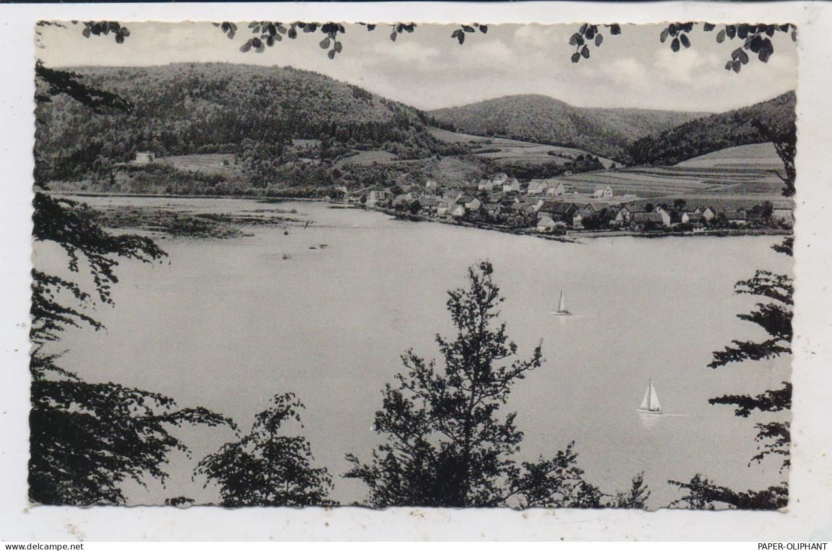 3546 VÖHL - HERZHAUSEN Am Edersee, Blick über Dorf Und See, 1954 - Waldeck