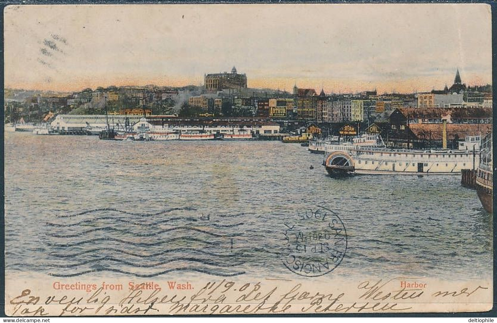 Greetings From Seattle, Harbor - Posted 1905, Undivided Back - Seattle