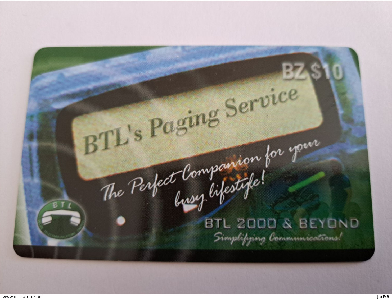 BELIZE Prepaid Card $10,-  BTL PAGING SERVICE/  PREPAID   BTL    Fine Used Card  **15357** - Belize