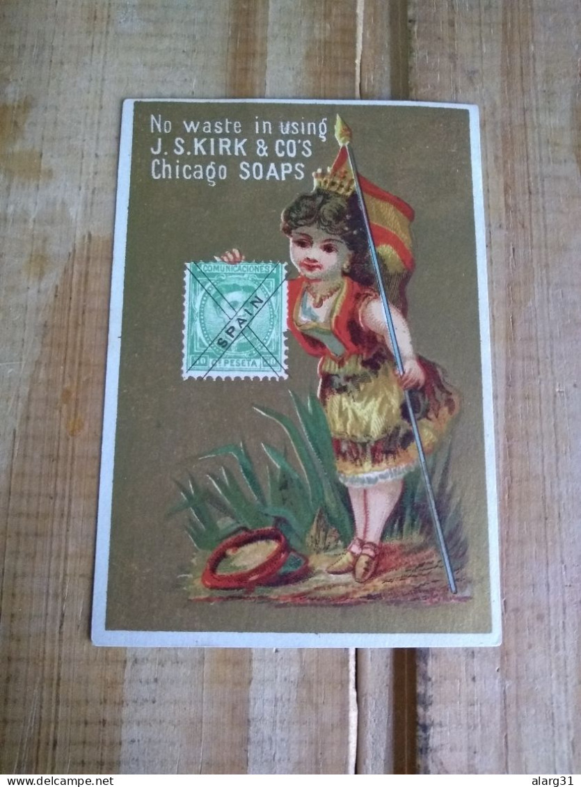 Large Cromo No Postcard Best.19 Cent.11.5*7.5.usa.kirk SOAP.chicago.stamp.girl.spain.flag.e7 Reg Post Stamps For Postag - Other & Unclassified