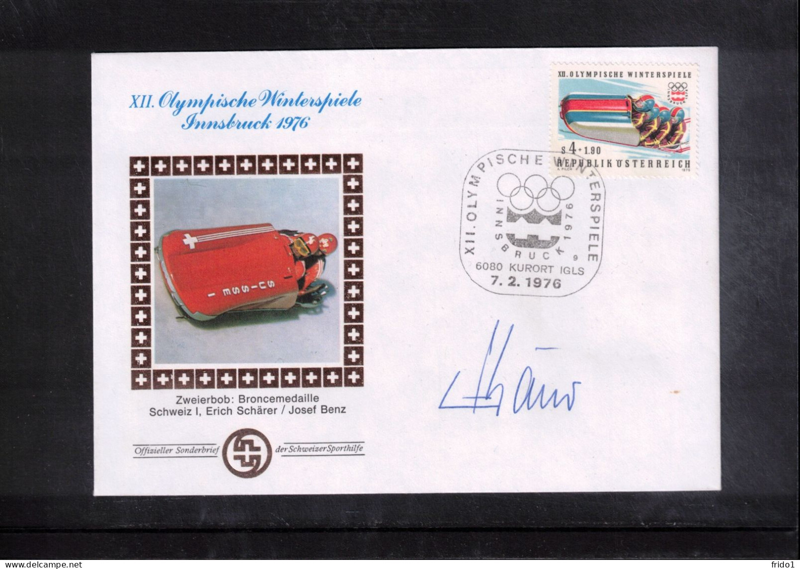 Austria / Oesterreich 1976 Olympic Games Innsbruck - Bob ERICH SCHAERER Original Signature - Hiver 1976: Innsbruck