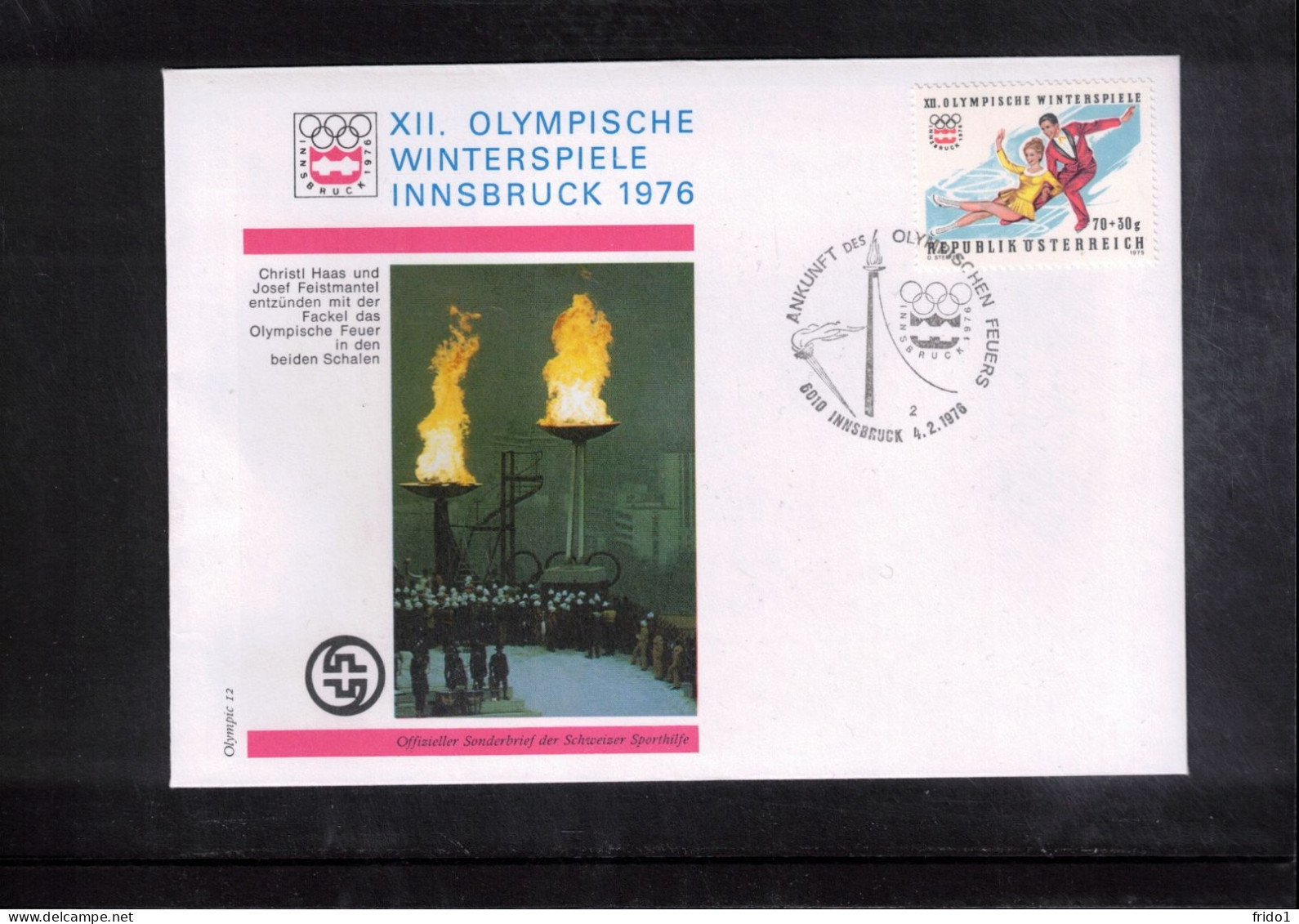 Austria / Oesterreich 1976 Olympic Games Innsbruck - Olympic Flame In Innsbruck  Interesting Cover - Hiver 1976: Innsbruck