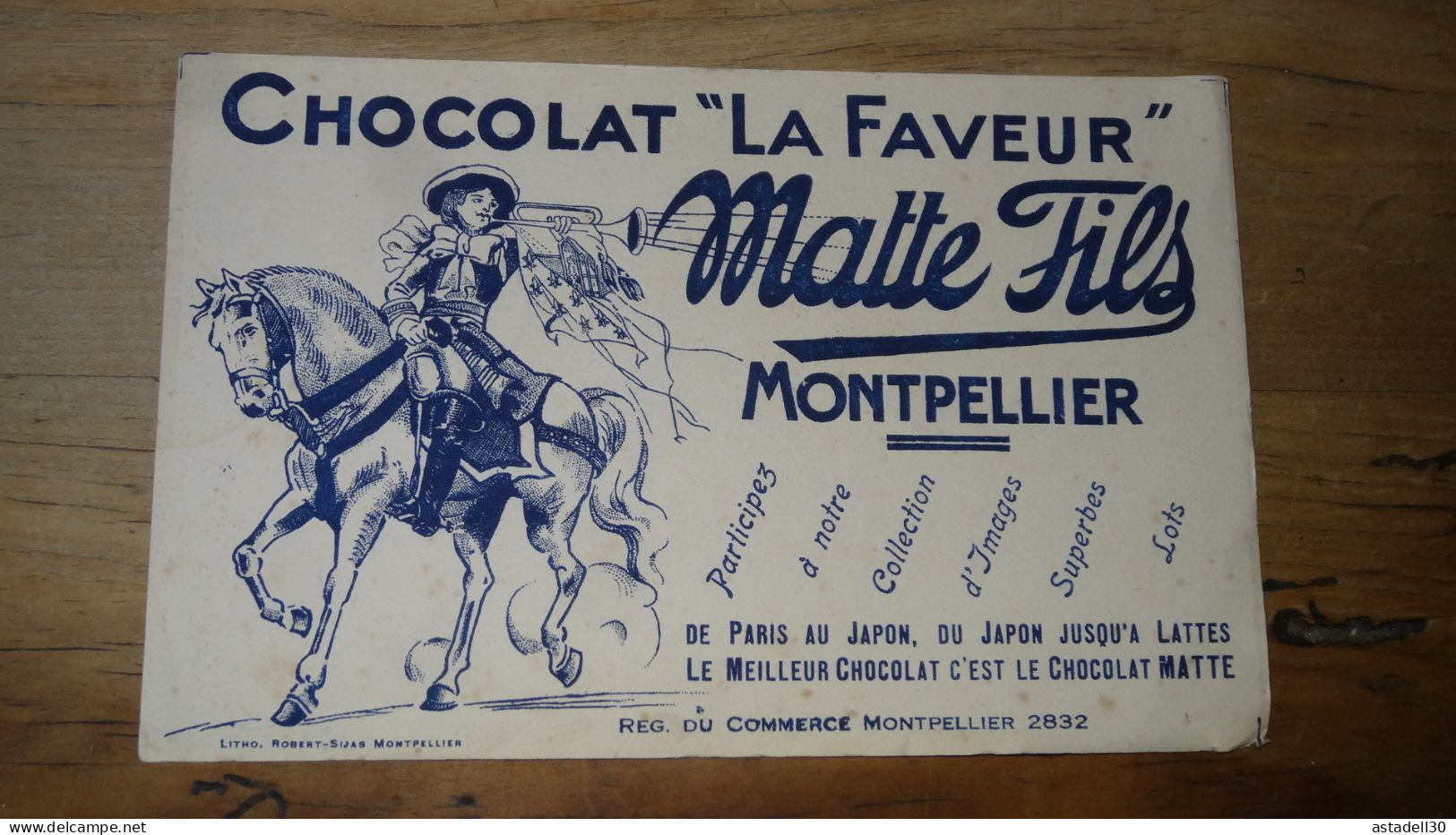 BUVARD : Chocolat LA FAVEUR, MATTE Fils, MONTPELLIER 34 .............. BUV-12 - Cacao