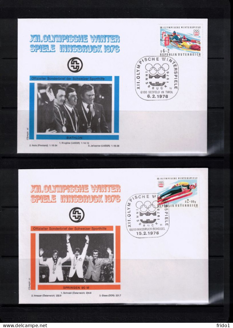 Austria / Oesterreich 1976 Olympic games Innsbruck - Olympic medals  19 different  covers